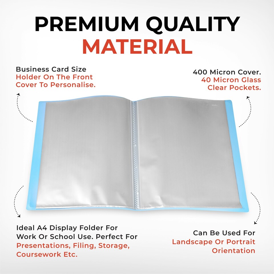 image 1 of A4 Pastel Yellow Coloured Flexicover 20 Pocket Display Book with Card Pocket