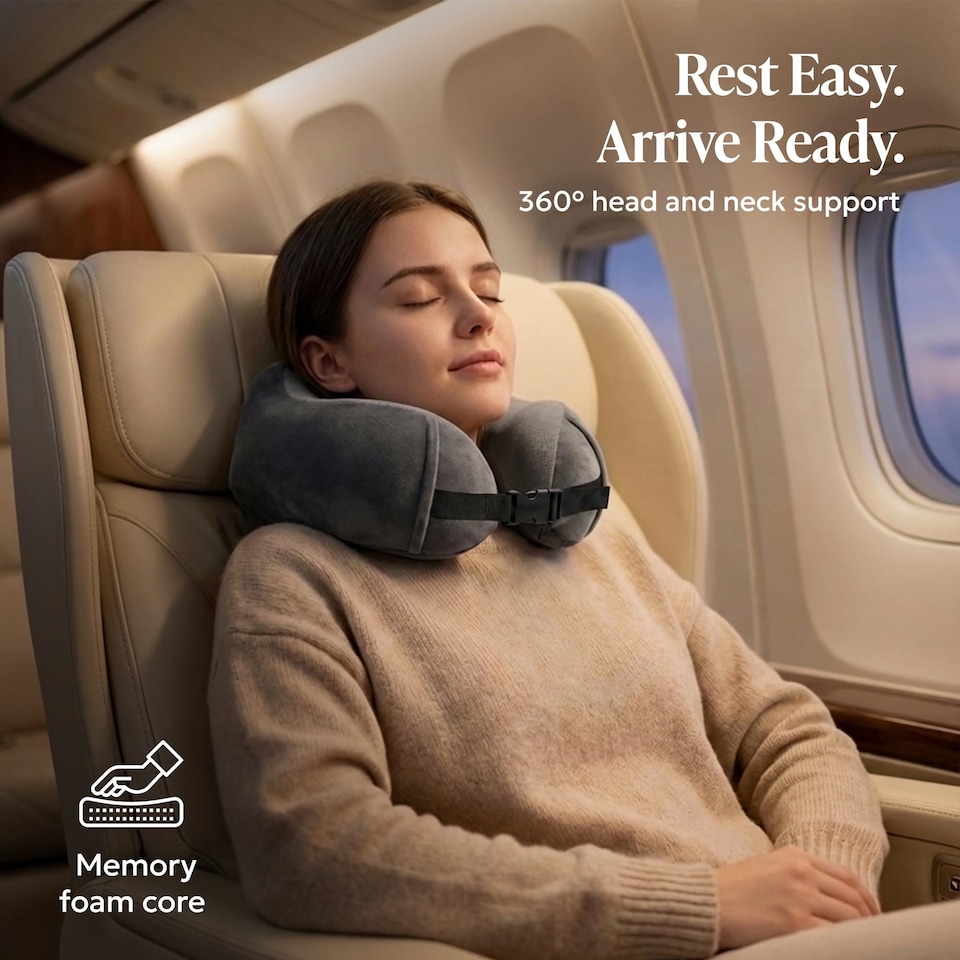 image 1 of Lugg Memory Foam Travel Pillow with Storage Bag 360 Degree Neck Support