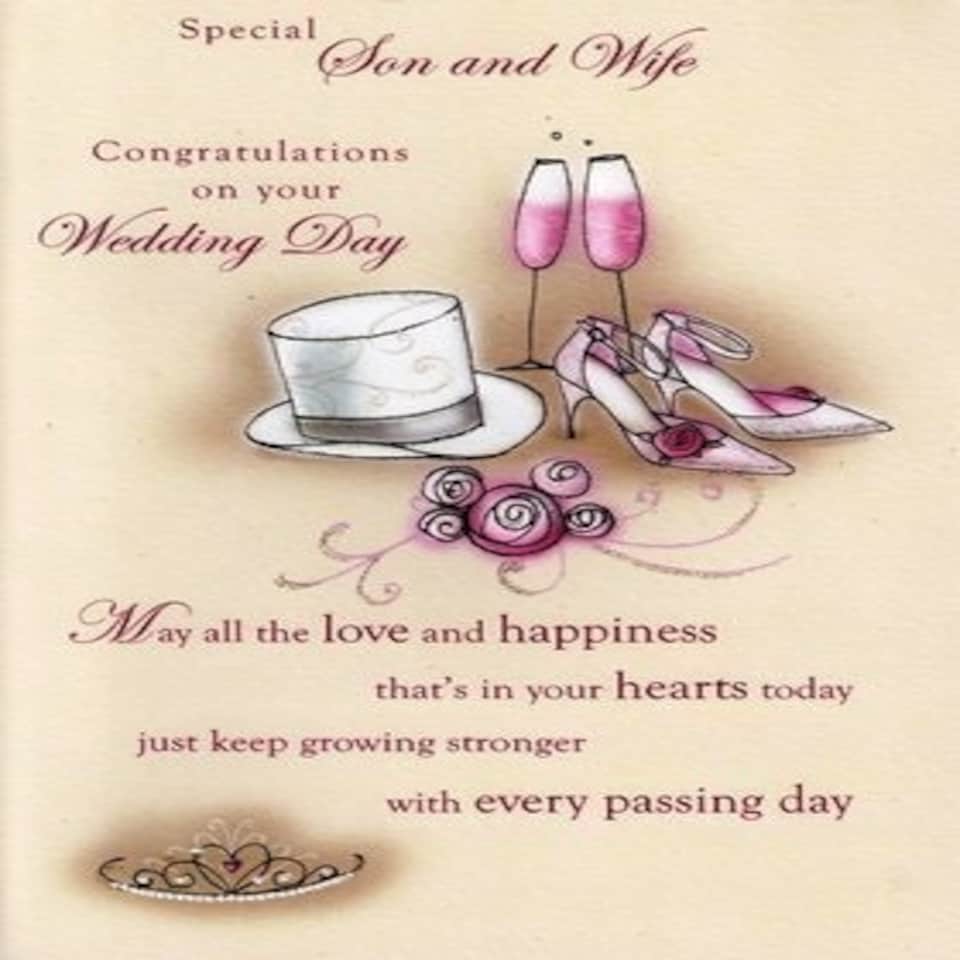 image 1 of Second Nature Son And Wife Wedding Day Cards ' Poetry In Motion ' Greeting Card Poetic Verse