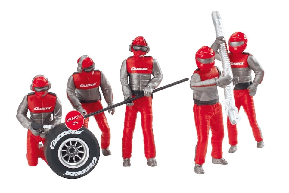 Carrera Pit Crew 'Carrera' Red Overalls (5) Figure Set