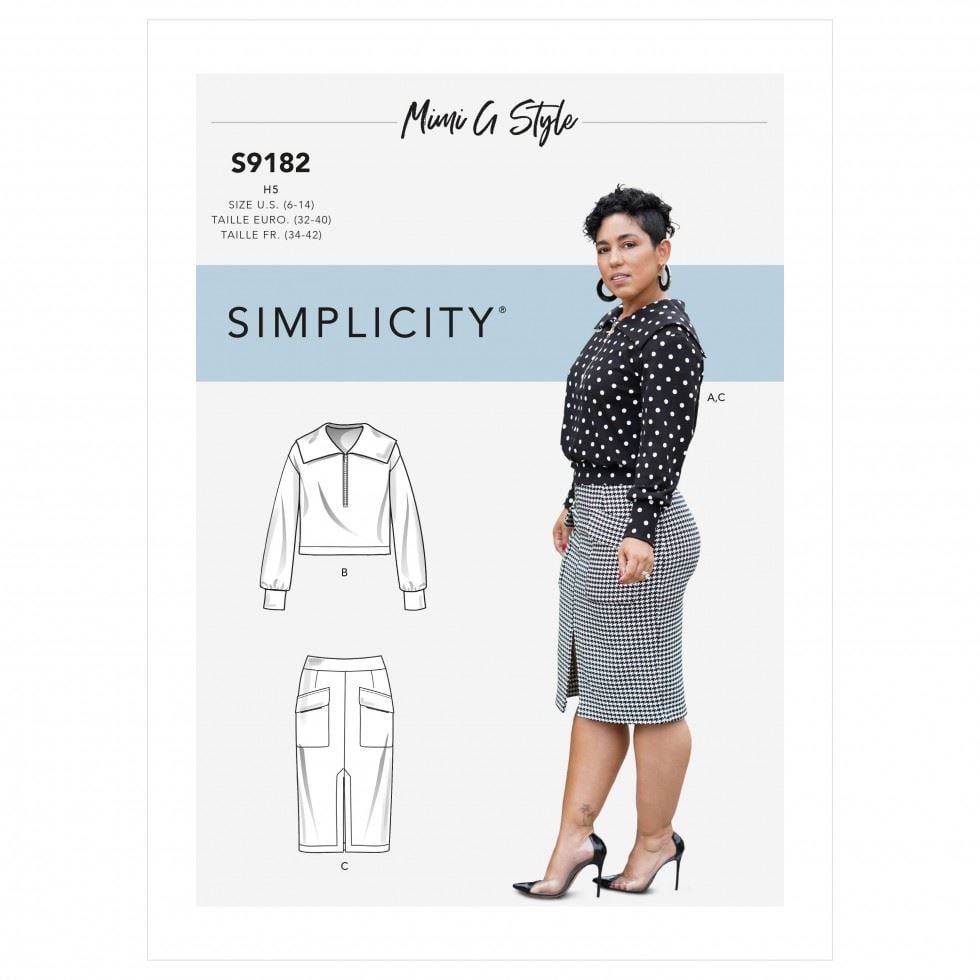 Simplicity 9182 Paper Sewing Pattern – Women’s Tops, Sweaters & Skirts, Size U5 (16–18–20–22–24), Intermediate