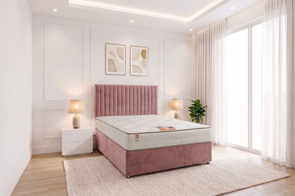 image 1 of Emily Plush Velvet Divan Bed Set with Princess Mattress and Headboard