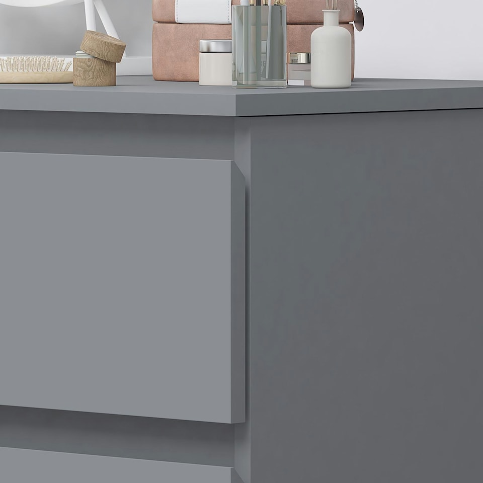 image 1 of FWStyle Stora 3 Drawer Dressing Table - Matt Dark Grey Grey