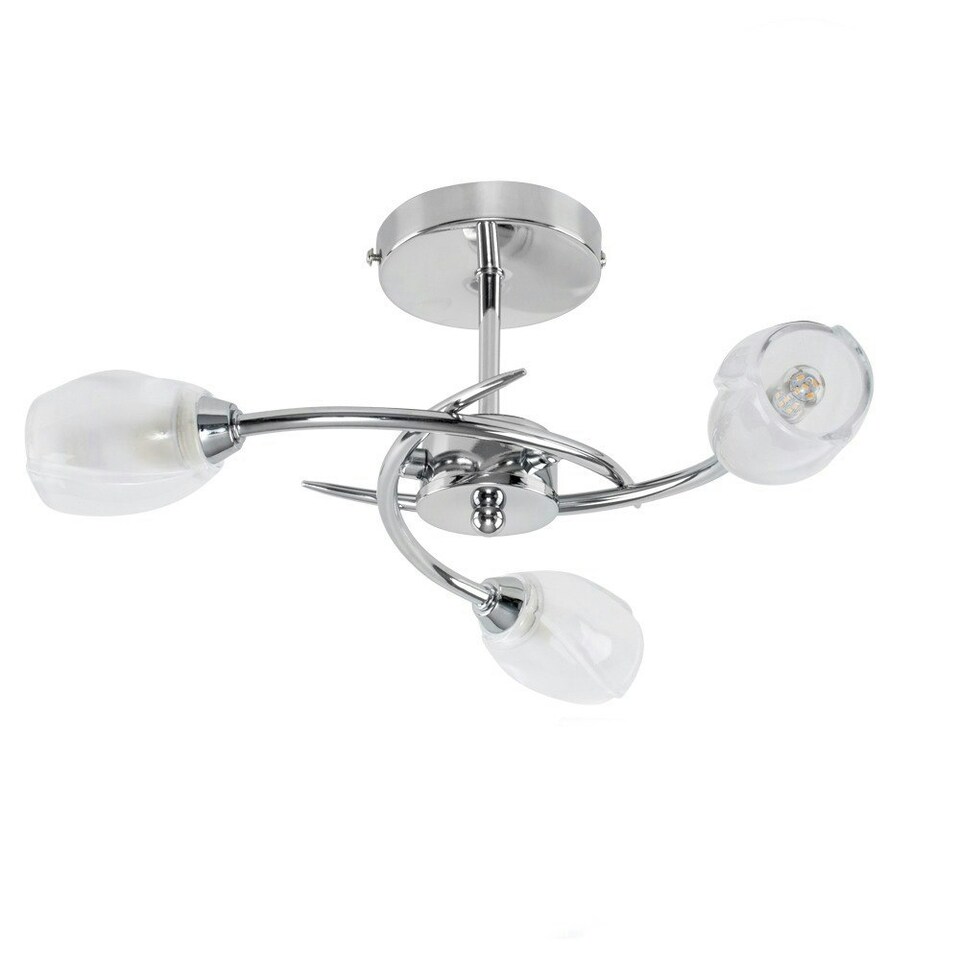 image 1 of ValueLights Mai Brushed Silver Semi-Flush Light and G9 Capsule LED 2.6W Warm White 3000K Bulb