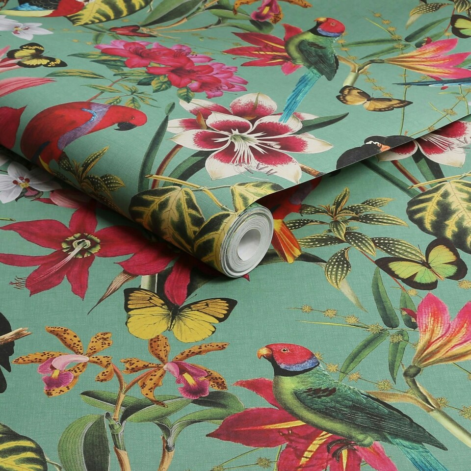 image 1 of Envy Paradiso Multi Wallpaper Green | Pink