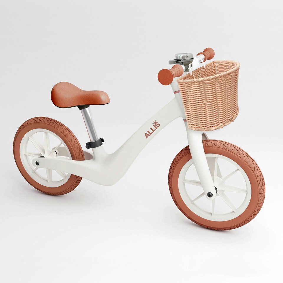 image 1 of Allis Lumi Balance Bike for 2 Year Olds with Basket & Bell - White White