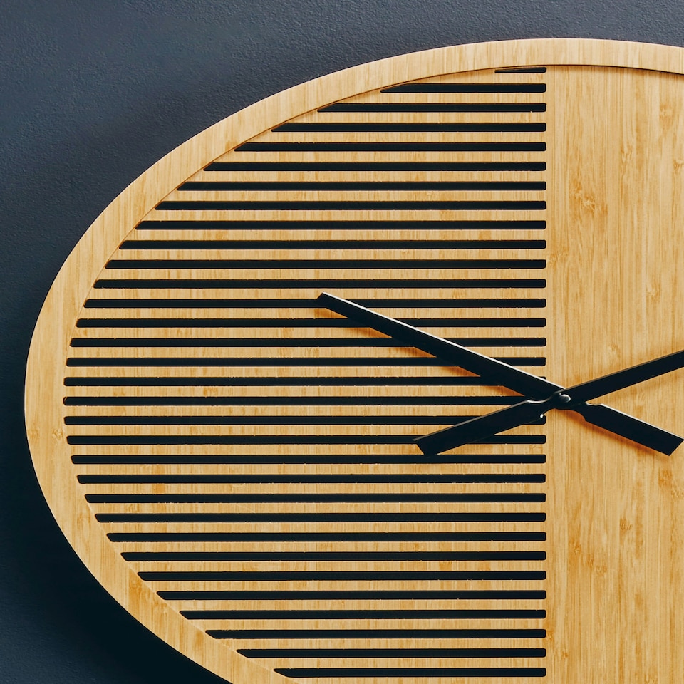 image 1 of Interiors by Premier Easily Maintained Large Wooden Wall Clock, Large Wood Dial Clock In Kitchen, Contemporary Large Wall Clock