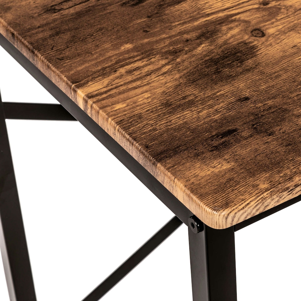 image 1 of Oypla 80cm Heavy Duty Industrial Writing Computer Desk Home Office Worktop Table Brown