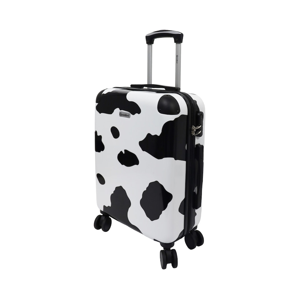 image 1 of Groundlevel Animal Print Hard Shell Cabin Suitcase Carry On Spinner Travel Luggage | Multi | Cow | One Size