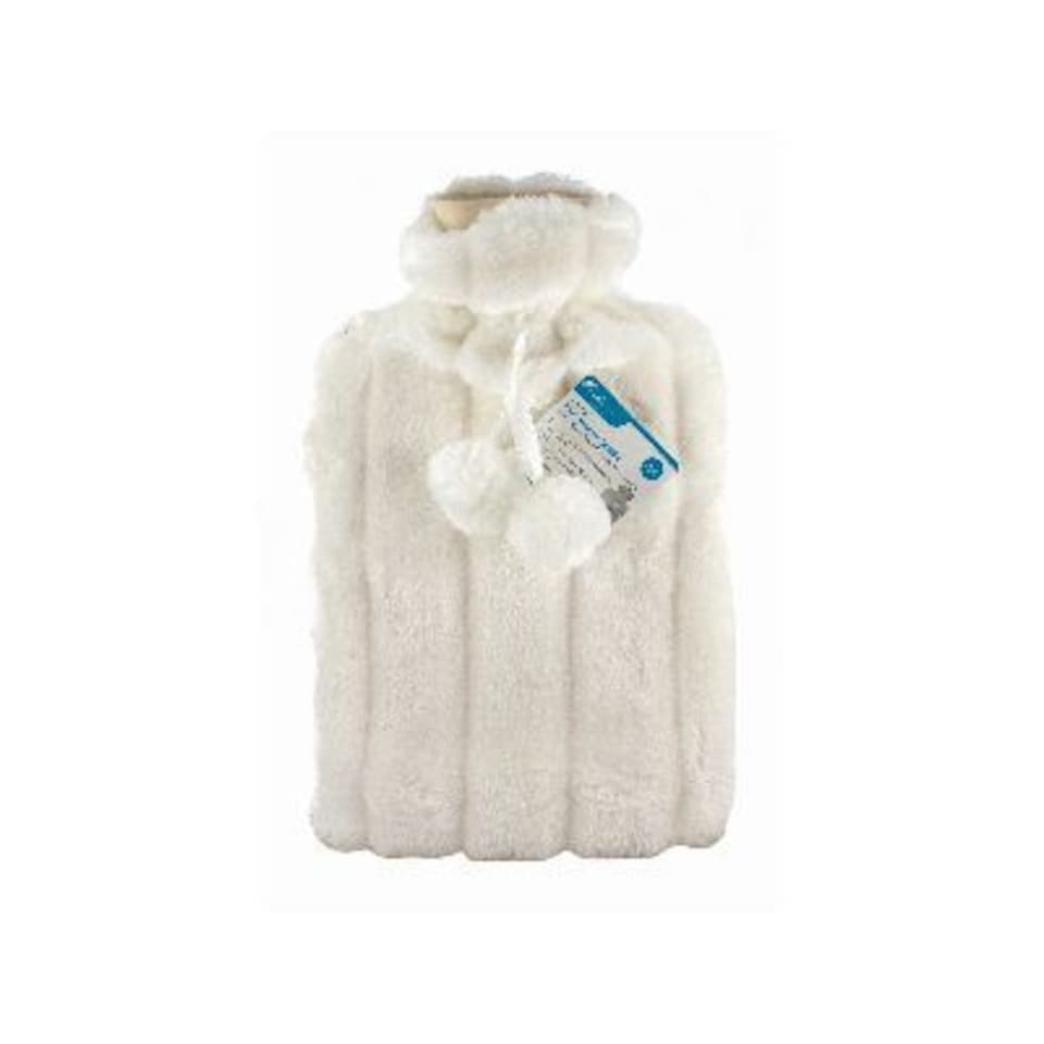 Ashley Hot Water Bottle & Plush Faux Fur Cover - 2L - Cream