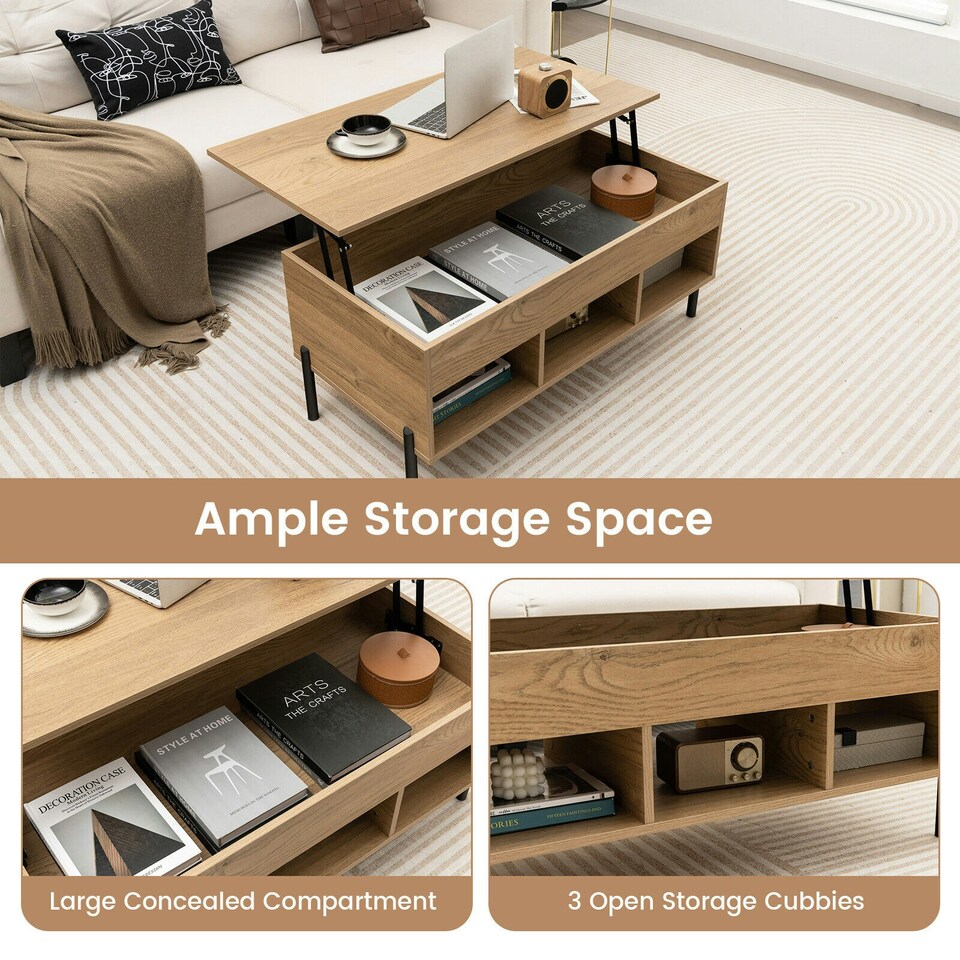 image 1 of COSTWAY LiftTop Coffee Table Living Room Central Table N/A
