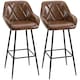 image 1 of HOMCOM Retro Bar Stools Set of 2, Breakfast Bar Chairs with Footrest, Kitchen Stools with Backs and Steel Legs, for Dining Area and Home Bar, Brown