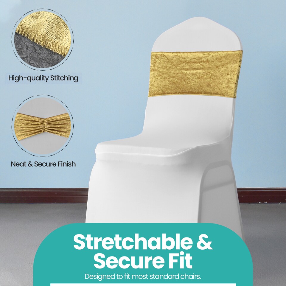image 1 of Crushed Velvet Chair Band, Glitz Shiny Fabric Sashes - 10pcs