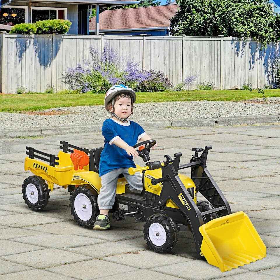 image 1 of HOMCOM Pedal Go Kart Ride on Excavator Wheels Tyres Kids Children -Yellow