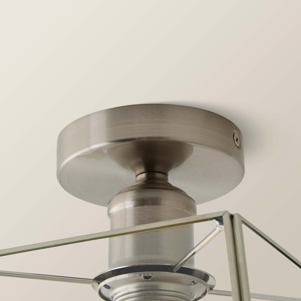 image 1 of ValueLights Susie Chrome Flush Ceiling Light & Bulb | Chrome