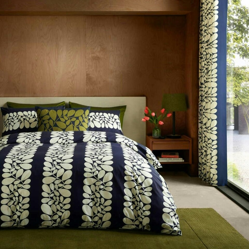 image 1 of Orla Kiely Sycamore Stripe Duvet Cover Set - Space Blue Blue | Super King