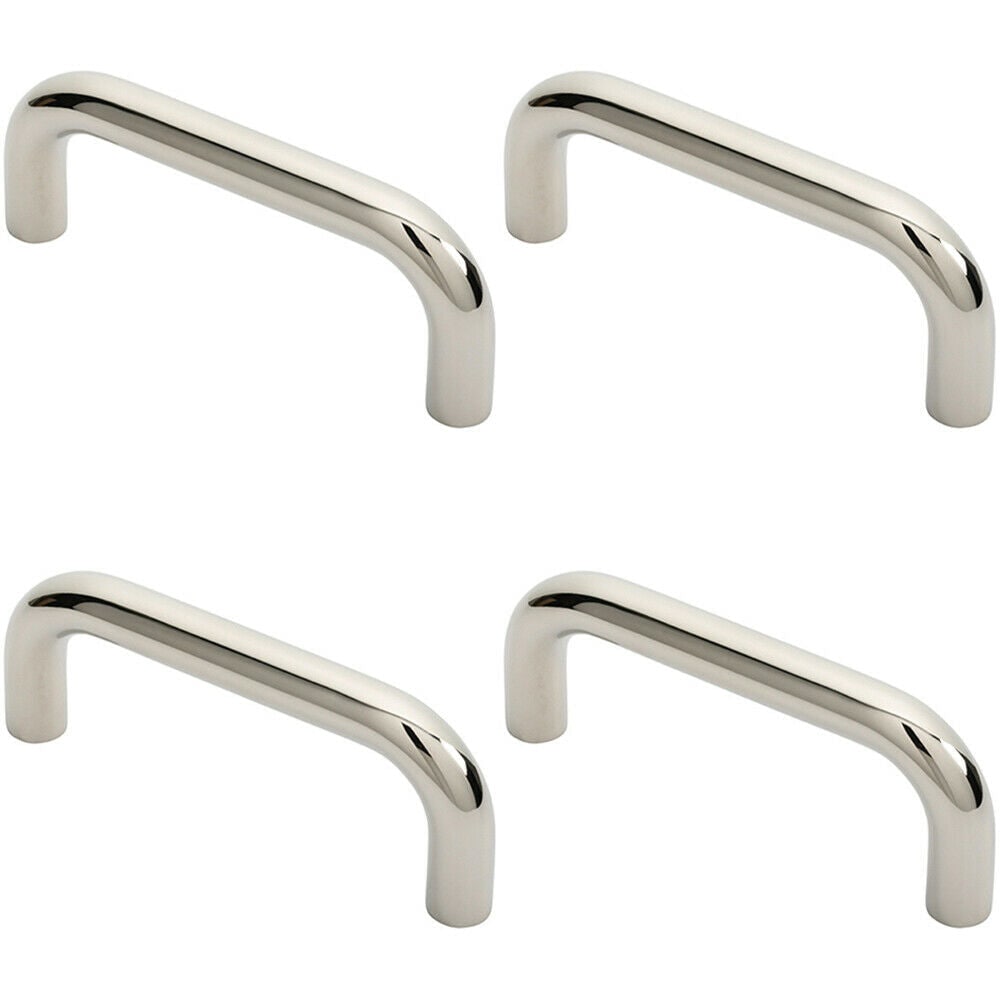 Loops 4x Round D Bar Pull Handle 169 x 19mm 150mm Fixing Centres Bright Steel in Metallics