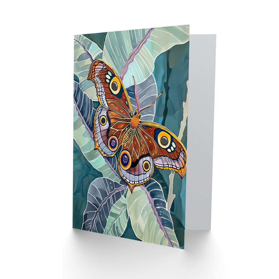 image 1 of Butterfly On Palm Leaf Tropical Exotic Woman Her Birthday Card