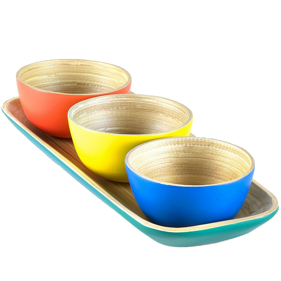 image 1 of Sur La Table Colour Me Happy Tray & Dipping Bowls