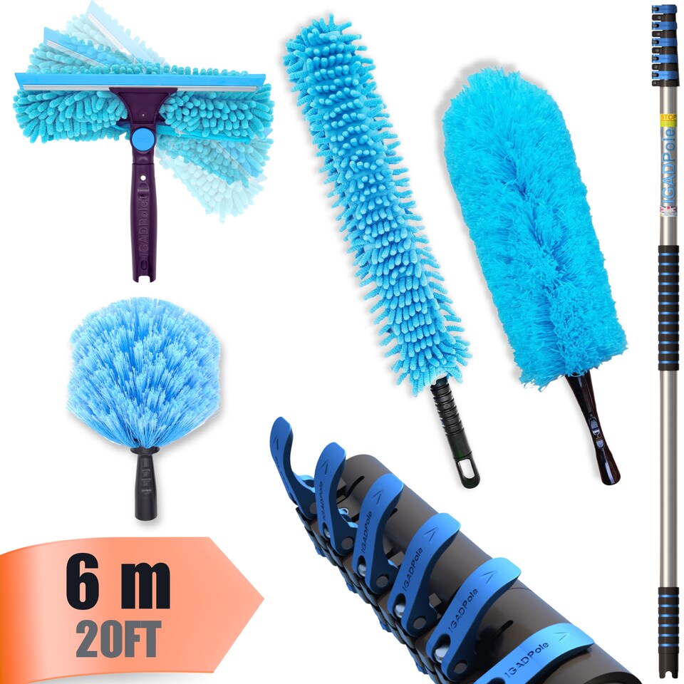 image 1 of IGAD Pole 6m (20ft) Dusting Set: Extension Pole, Squeegee and 3 Dusting Attachments