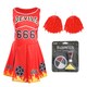 image 1 of Devil Cheerleader Costume - Facepaint and Pom Poms | Red | XL