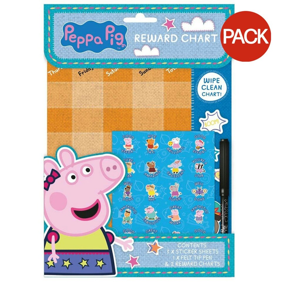 Peppa Pig Reward Sticker Chart Set (Pack of 6) - Blue/Multicoloured - One Size