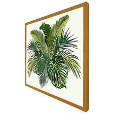 Green tropical foliage (Picutre Frame) Brown | Oak | XL