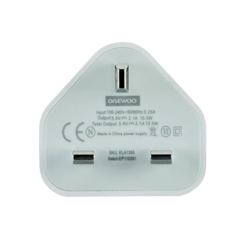 image 1 of Daewoo USB Plug (UK Plug) - White - One Size