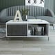 image 1 of Dallas White Coffee Table With Drawer & Open Storage - White and Carbon Grey Oak Effect Top with Metal Hardware | White | White & Carbon Grey Oak | One Size | 1