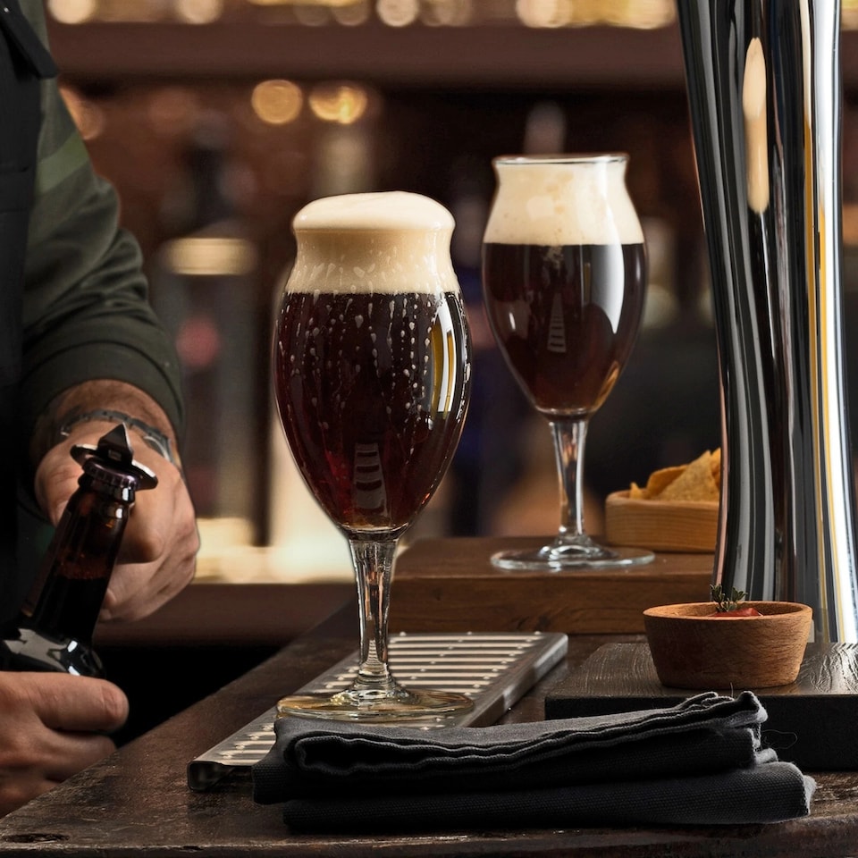 image 1 of 410ml Stemmed Beer Drinking Glasses Lager Stout Porter Bar Glass Goblets | Clear | Clear | Set of 8 | 8