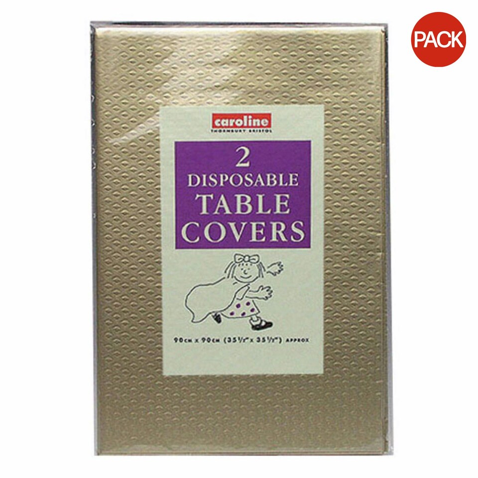 Caroline Square Paper Tablecovers (Pack Of 2) - Gold - One Size