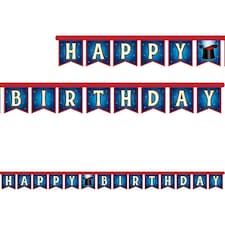 Creative Party Card Magic Happy Birthday Banner - Red/Blue/White - One Size