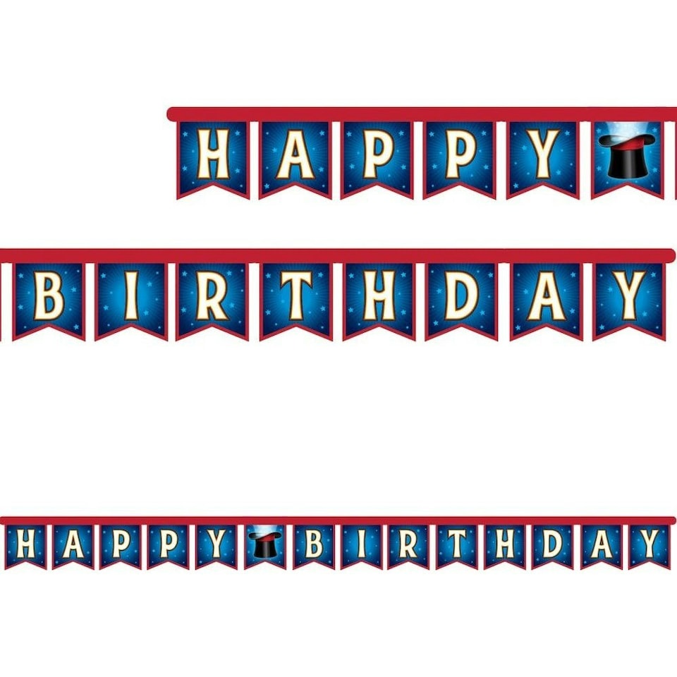 Creative Party Card Magic Happy Birthday Banner - Red/Blue/White - One Size