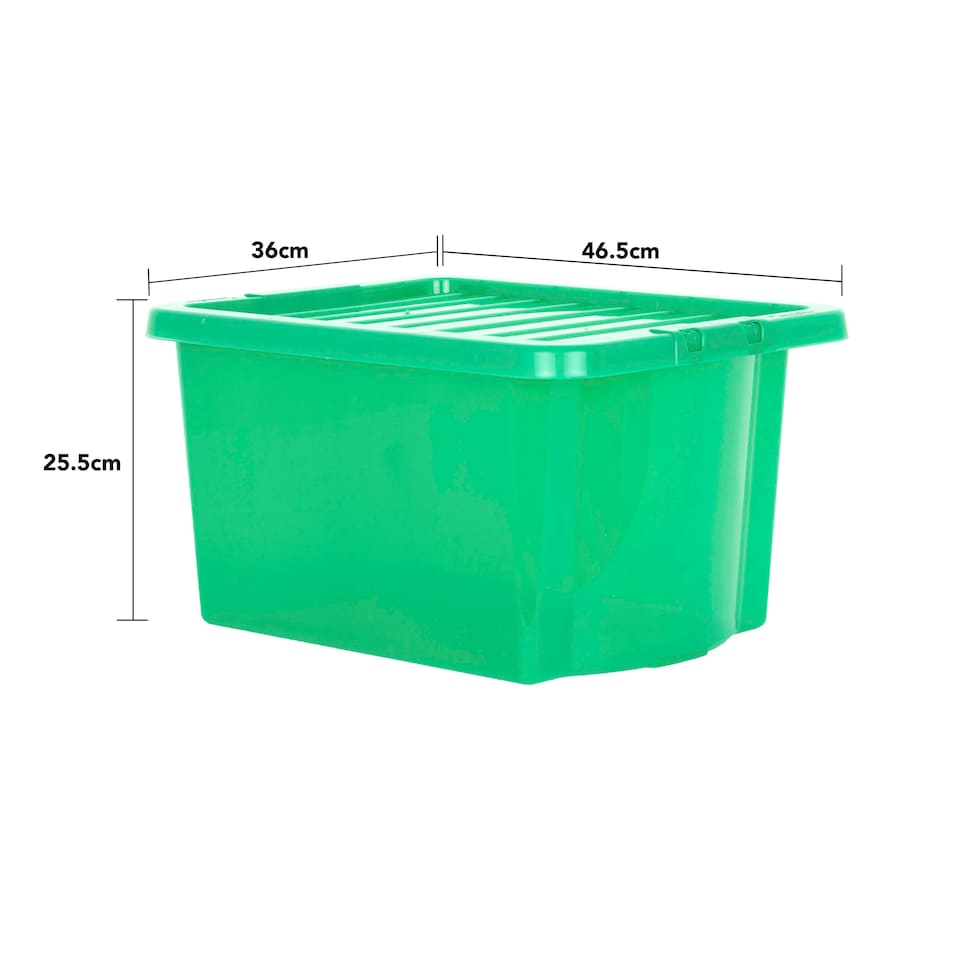 image 1 of Wham Crystal 5 x 28L Stackable Plastic Storage Boxes with Lids Green