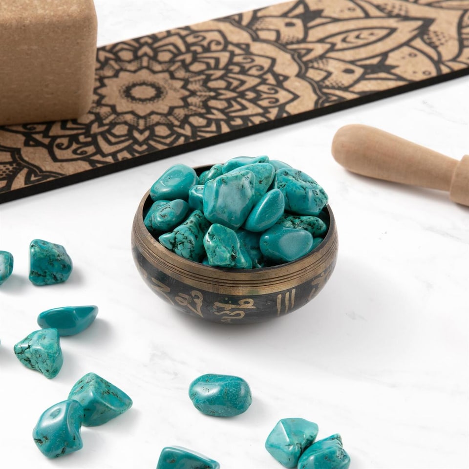 image 1 of Myga Tumbled Stone 50 Piece Display - Green Turquenite
