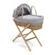 image 1 of Clair de Lune Waffle Palm Moses Basket With Folding Stand - Grey