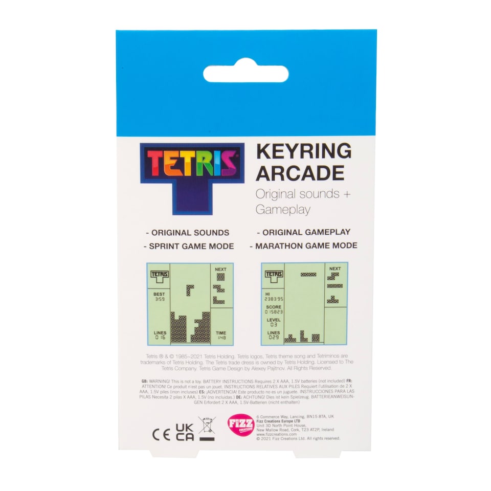 image 1 of Tetris Keyring Handheld Arcade Game with LCD Screen & 2 Game Modes