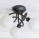 image 2 of ValueLights Velika Black 3 Way Opaque Flush Ceiling Light with LED Bulbs
