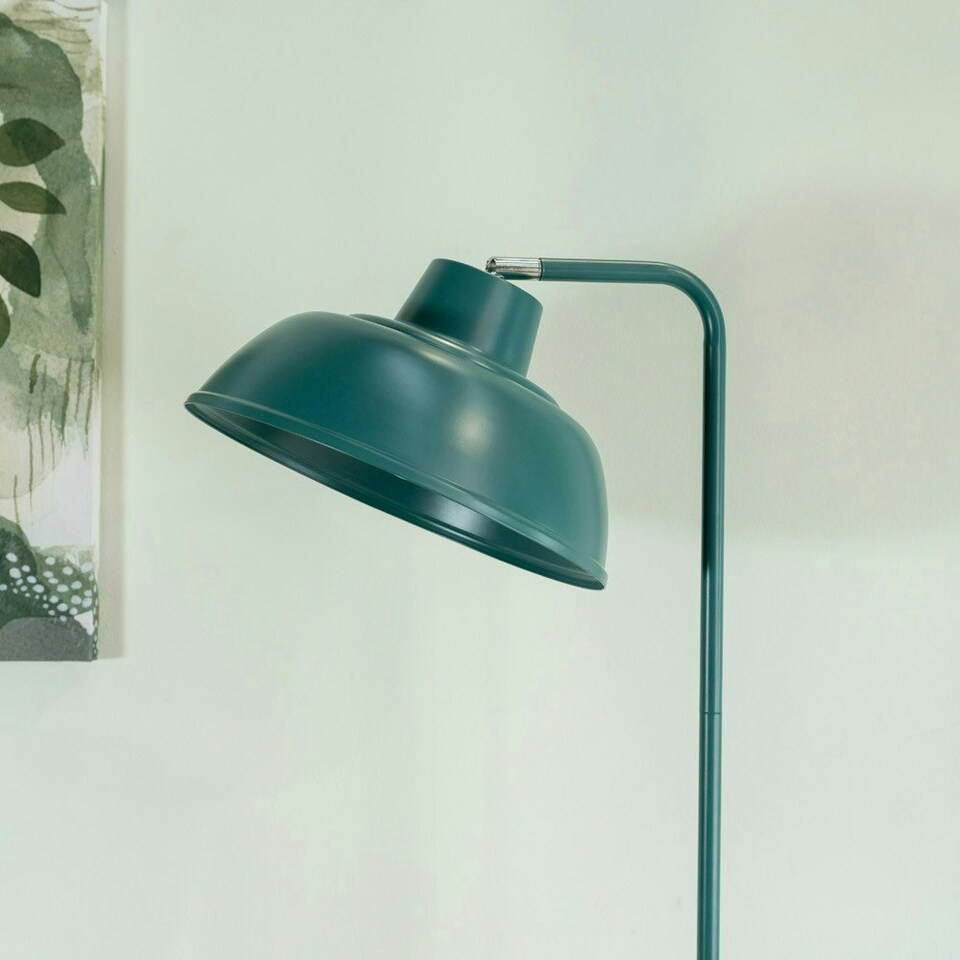 image 1 of ValueLights Morris Teal Retro Dome Metal Freestanding Floor Lamp with LED Bulb