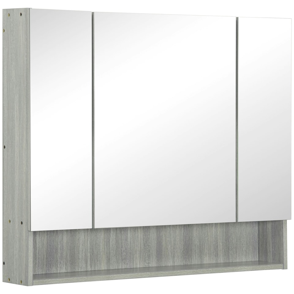 image 1 of kleankin Bathroom Cabinet Wall Mounted Mirror Adjustable Shelves