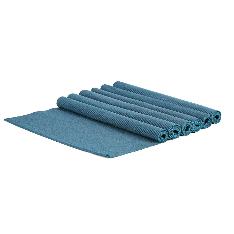 image 1 of Nicola Spring Cotton Fabric Placemats - Denim - Pack of 6 Blue