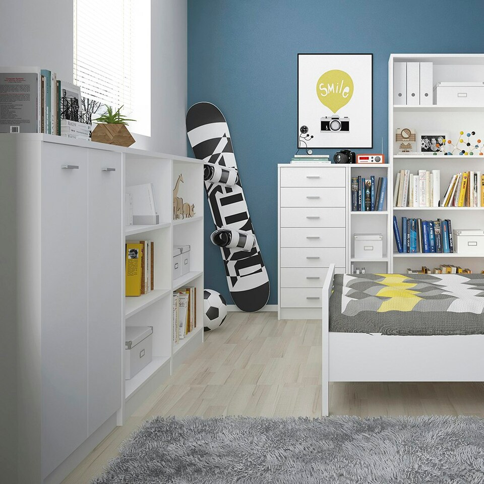 image 1 of 4 You Medium Wide Bookcase In Pearl White