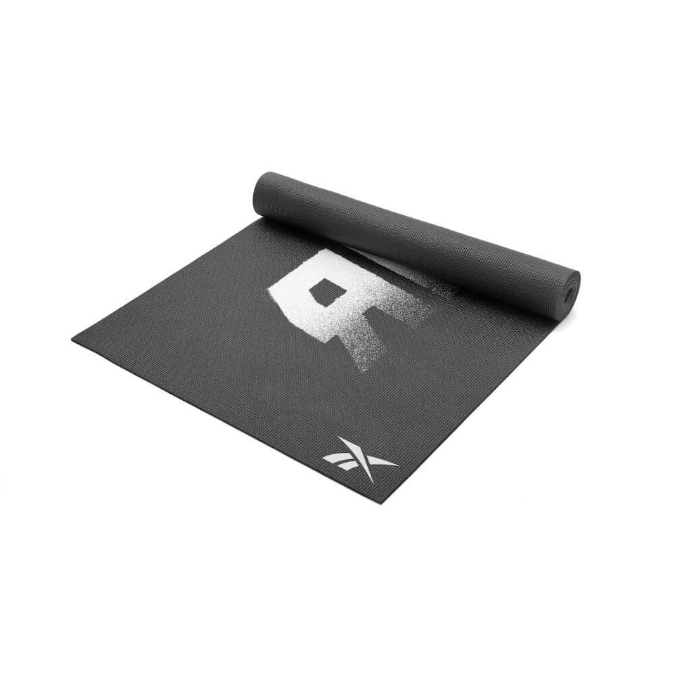 image 1 of Reebok 4mm Yoga Mat — Non-Slip, Lightweight with Carry Strap (Black) | Black | BLACK | 173 cm x 61 cm x 0.4 cm