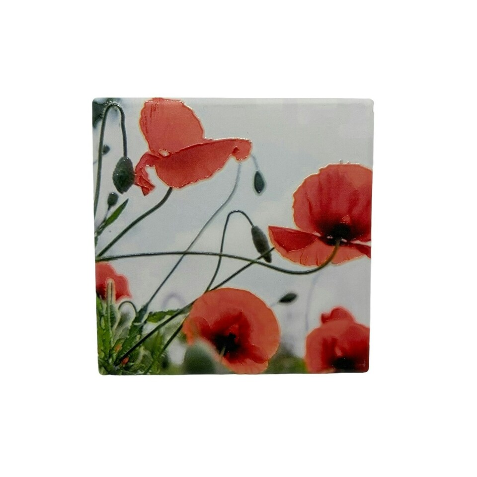 image 1 of Milford Collection Ceramic Coaster Poppy Design 10x10cm