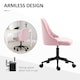 image 5 of Vinsetto Armless Office Chair, Velvet Computer Desk Chair, Scallop Shape Swivel Chair with Adjustable Height and Wheels for Home Office Study Bedroom, Pink