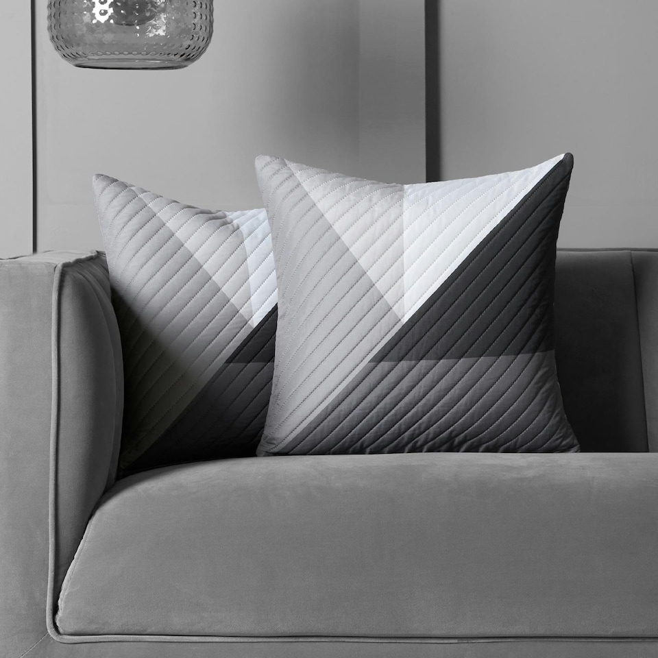 image 1 of OHS 2 x Ralph Geometric Pinsonic Cushion Covers, 45x45cm - Grey