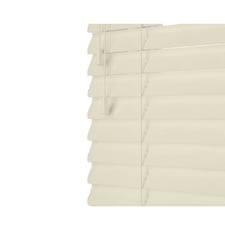 90cm Off White Gloss Wooden Venetian Blinds With Strings (130cm drop) | White | White