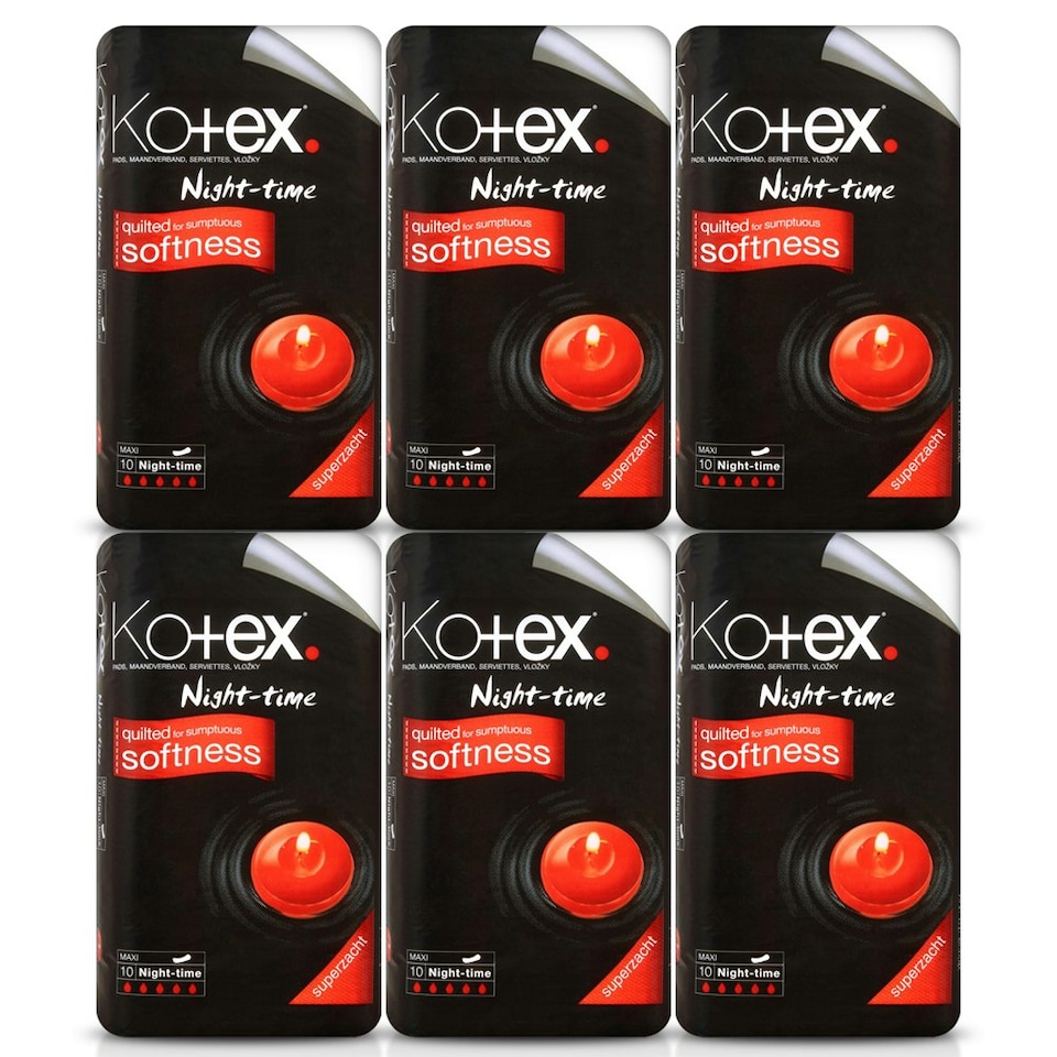 image 1 of Kotex Maxi Night-Time 10 Sanitary Pads - Pack of 6
