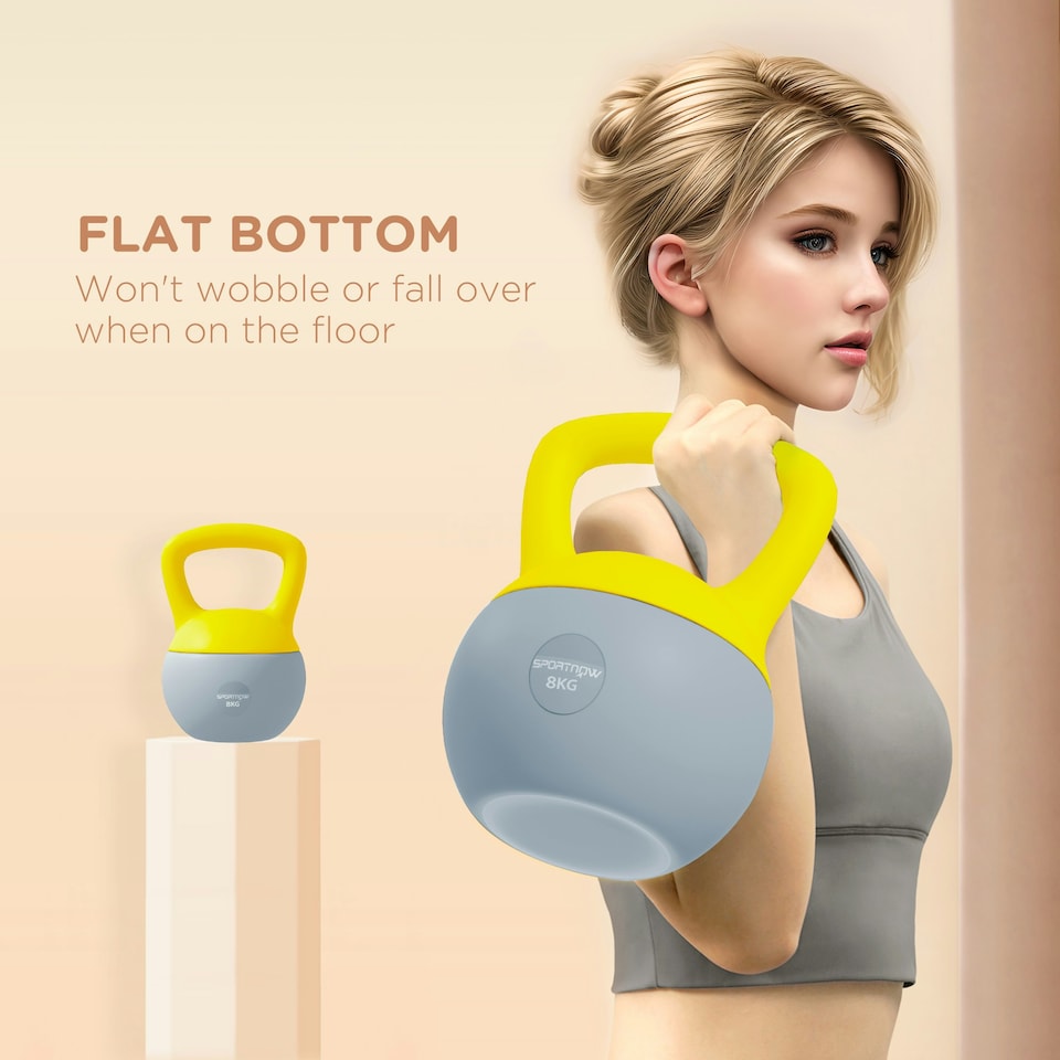 image 1 of SPORTNOW 8KG Kettlebell with Soft Body and Non-Slip Handle, Yellow and Grey Orange | 6