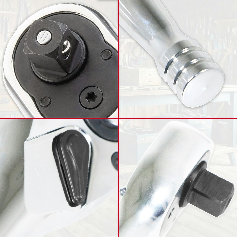 image 1 of SPARES2GO 3/8" Socket Ratchet Square Drive 100 Teeth Quick Release Reversible Chrome Vanadium Steel Tool